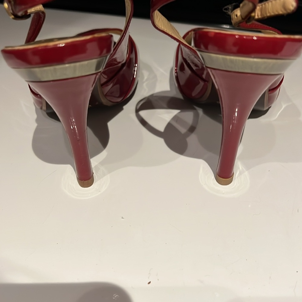 Cole Haan Nike Air Red Patent Slingback Heels - Picture 2 of 6